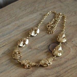 Gold Plated Skull Chain Necklace 18.5"